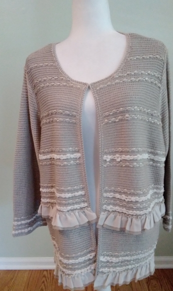 2/$15 Ruby Rd Knit Ruffle Sweater - Picture 1 of 6